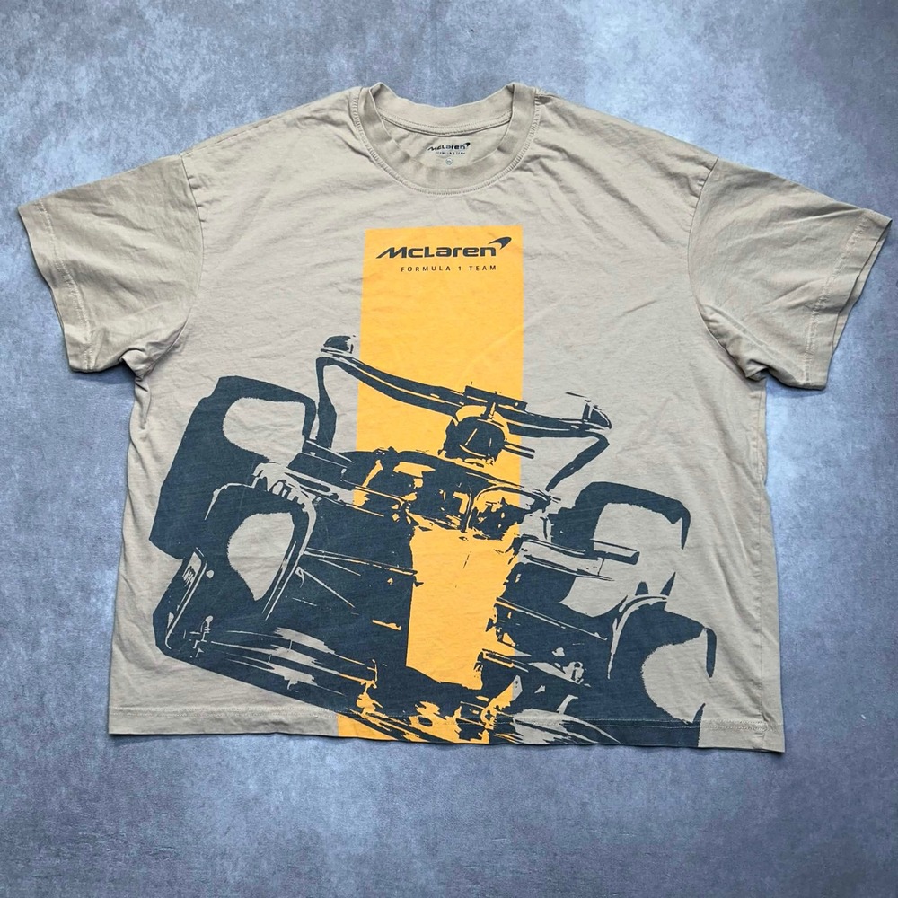 McLaren Formula 1 Team Men 2XL Orange Graphic Race Car T-Shirt XXL Doubke Side